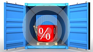 Cargo container filled with percent discoun