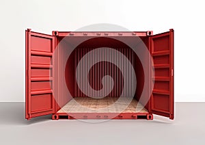 Cargo container isolated on white background. Copy space. Add product. Ai Generative illustration