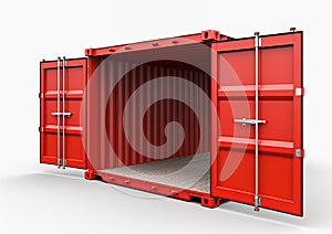 Cargo container isolated on white background. Copy space. Add product. Ai Generative illustration