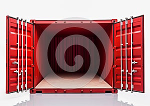 Cargo container isolated on white background. Copy space. Add product. Ai Generative illustration