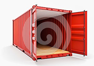 Cargo container isolated on white background. Copy space. Add product. Ai Generative illustration