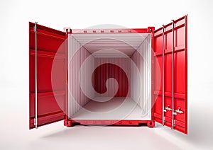 Cargo container isolated on white background. Copy space. Add product. Ai Generative illustration