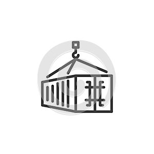 Cargo container loading line icon