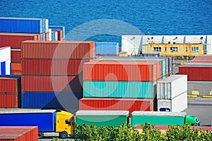 Cargo container in port