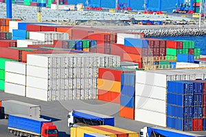 Cargo container in port