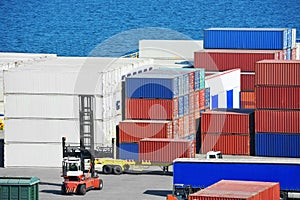 Cargo container in port