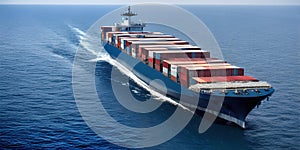 Cargo container ship. Logistics, shipping and freight transportation business concept