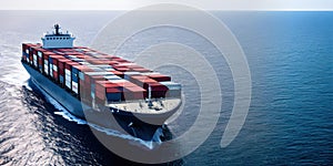Cargo container ship. Logistics, shipping and freight transportation business concept
