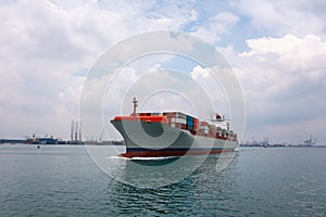 cargo container ship sailing in sea import and export business and industry logistic goods transportation of international by