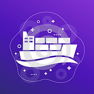 cargo container ship vector icon