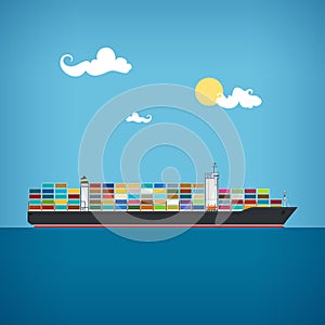 Cargo container ship, vector illustration