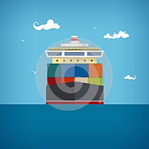 Cargo container ship, vector illustration