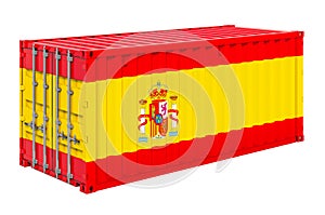 Cargo container with Spanish flag, 3d rendering
