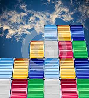 Cargo containers and blue sky background