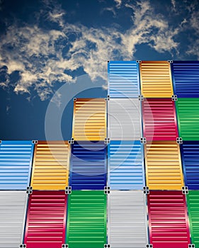 Cargo containers and blue sky background