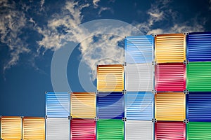 Cargo containers and blue sky background