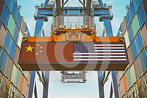 Carga contenedores chino a unido Estados bandera 