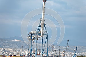 Cargo crane at Limassol industrial port. Cyprus