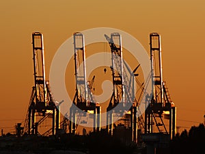Cargo crane sunset