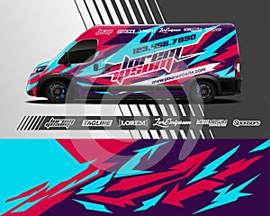 Cargo decal wrap design vector. Graphic abstract stripe racing background kit designs for vehicle, race car, rally, adventure