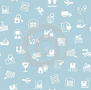 Cargo delivery, seamless pattern, blue, vector.