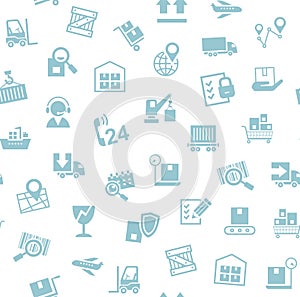 Cargo delivery, seamless pattern, white, blue, vector.