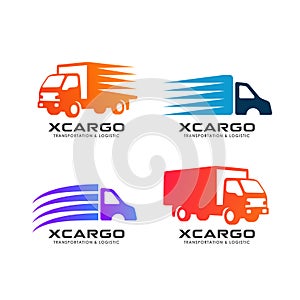 cargo delivery services logo design. delivery truck vector icon design