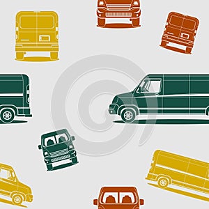 Cargo Delivery Van Vector Illustration Seamless Pattern