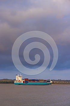 cargo ferry on the river Gironde, Nouvelle Aquitaine, France photo