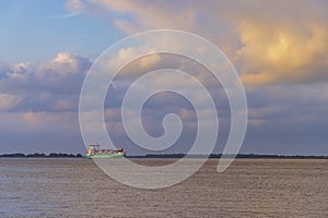 cargo ferry on the river Gironde, Nouvelle Aquitaine, France photo