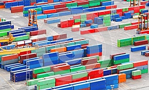 Cargo freight containers in sea port