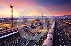 Cargo freight train railroad station