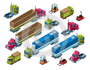 Cargo freight transport vector isometric illutration