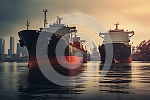 Cargo Freighters at the Harbor