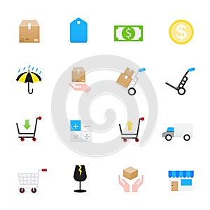 Cargo Icons. Set of Business Vector Illustration Color Icons Flat Style.