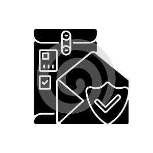 Cargo insurance black glyph icon