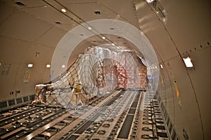 Cargo load inside an airplane