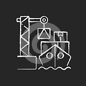 Cargo loading chalk white icon on black background