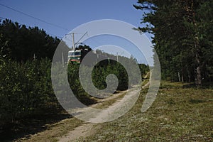 Cargo locomotive railroad engine crossing desert wilderness,rails