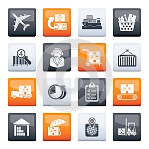 Cargo, logistic and shipping icons