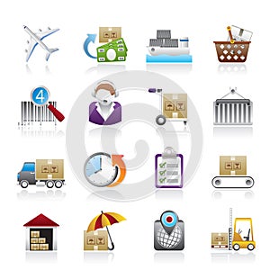 Cargo, logistic and shipping icons