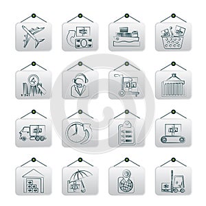 Cargo, logistic and shipping icons