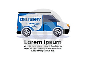 Cargo minivan delivery transport parcel packages international transportation shipping industrial concept isolated flat