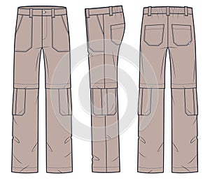 Cargo Pants technical fashion Illustration. Denim Pants fashion flat technical drawing template, pockets, elastic waist