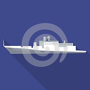 Cargo passenger ship icon, flat style