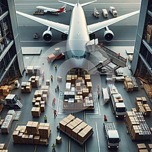 Cargo plane at the airport is loading goods for delivery 13