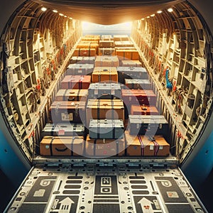 Cargo plane at the airport is loading goods for delivery 2