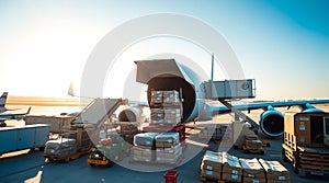 Cargo plane loading and unloading