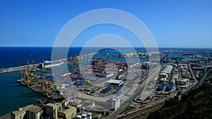 Cargo port filled with containers from above