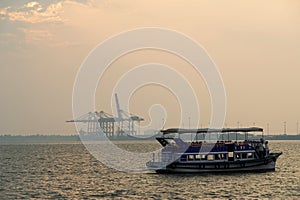 Cargo port on a sunset, Cochin